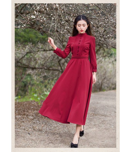 Mua Váy dài đầm đỏ nhung dài tay cổ tròn đính ngọc 2 lớp cao cấp chính  hãng Giian GV2432  Tiki